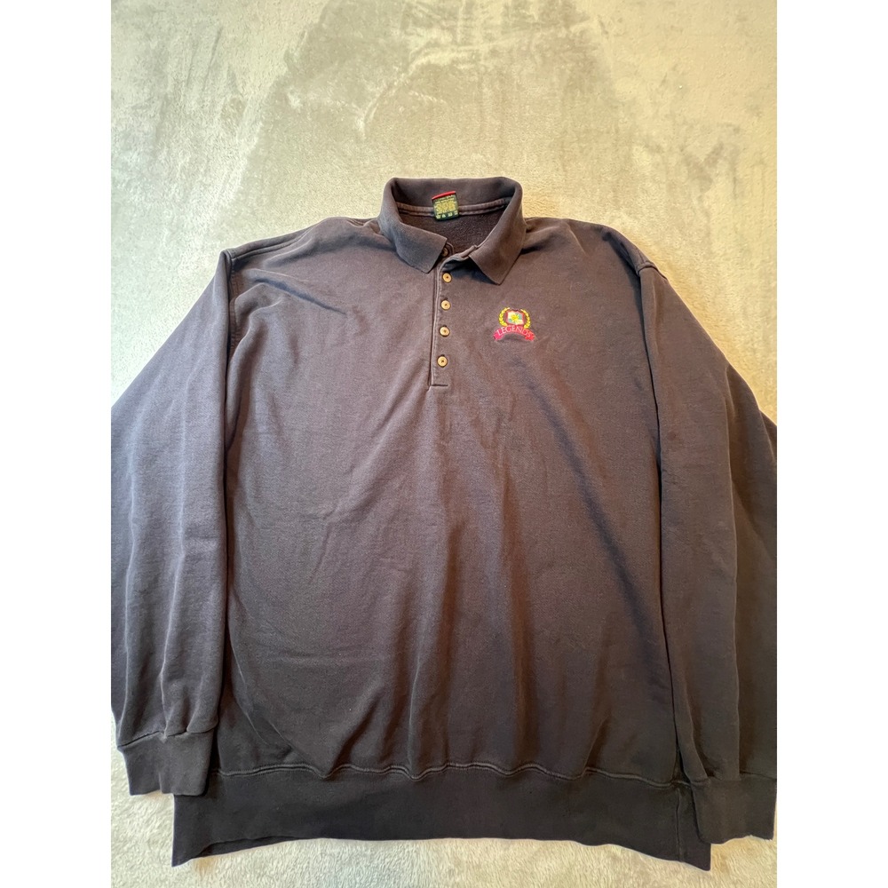 Vintage Cross Creek Sweatshirt Mens XXL Navy Blue Button Down Embroidered